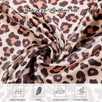 2 Pack Satin Pillowcase with Latent Zipper, Adjustable Satin Eye Mask for Sleeping and Satin Volume Scrunchie for Hair and Skin, Standard Size (Brown,Leopard Style)