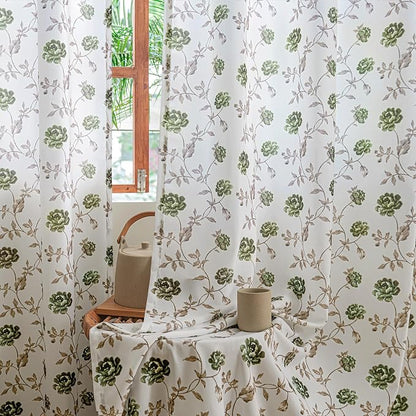 Beauoop Floral Sheer Curtains 72 Inches Long 2 Panels - Image 9