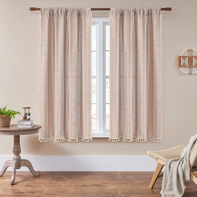 Linen Curtains 63 Inch Length 2 Panels - Image 2