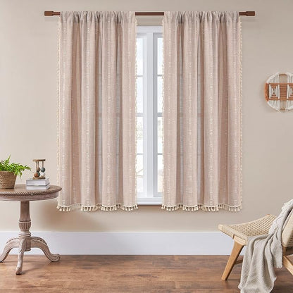 Linen Curtains 63 Inch Length 2 Panels - Image 2