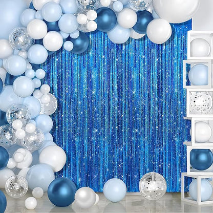 3 Pack 3.3 x 9.9 ft Holographic Dark Blue Streamers Party Decorations | Foil - Image 3