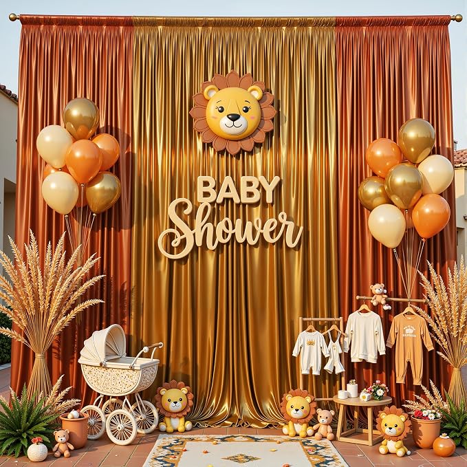 30x10ft Terracotta Glitter Backdrop Curtain - Image 6