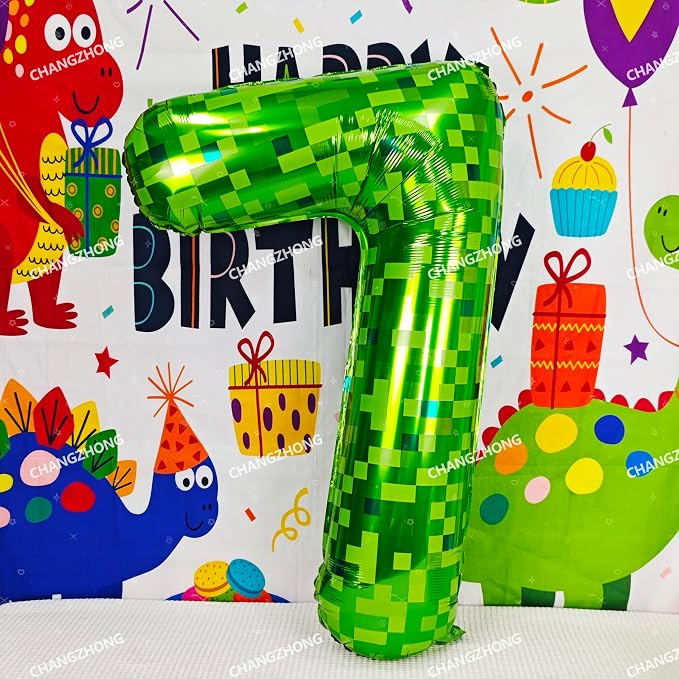 40 inch giant Green pixel miner game number 2 balloon | Large mining theme foil - Image 4