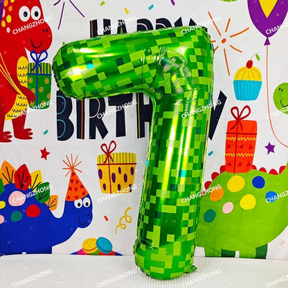 40 inch giant Green pixel miner game number 2 balloon | Large mining theme foil - Image 4