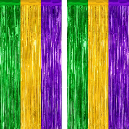 ZATAYE 2 Pack Purple Gold Green Foil Curtain Streamer Decorations | Purple Gold by ZATAYE