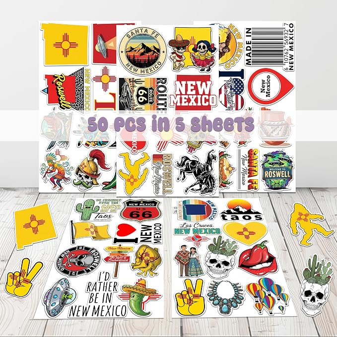 50 Pcs New Mexico Stickers Pack Waterproof Vinyl Decals US State Souvenirs - Image 2