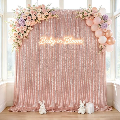 Blush Pink Sequin Backdrop Curtains Party Glitter Drapes 2 Pcs 2FTx8FT | - Image 5