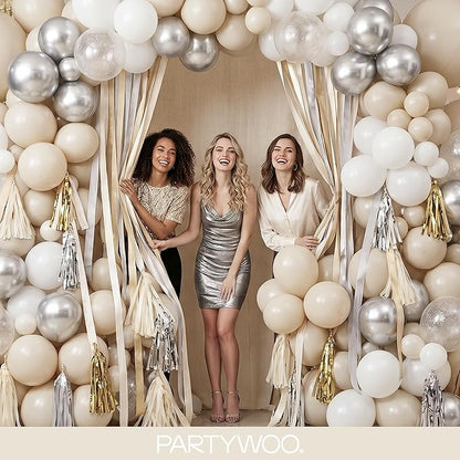 PartyWoo White Balloons 145pcs Sand White Beige Cream Ivory Boho Neutral | - Image 5