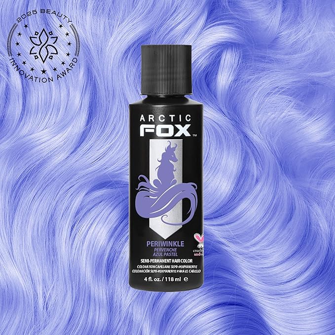 Arctic Fox Semi-Permanent Hair Dye, Vegan & Cruelty-Free, Pastel Blue Periwinkle, Conditioning, Ammonia-Free, For All Hair Types, Long Lasting Color, 4 Fl Oz (Pack of 2)