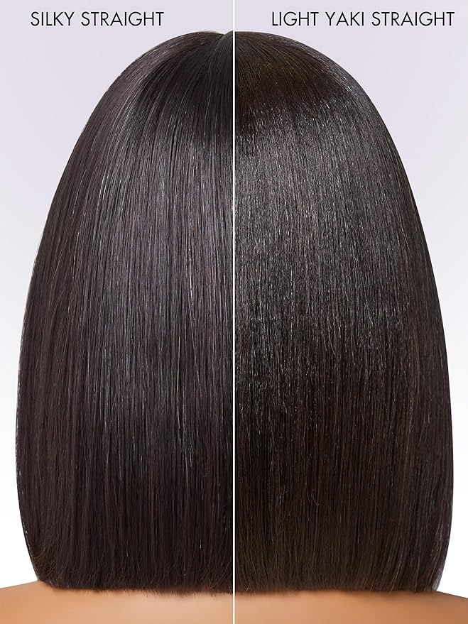 LUVME HAIR 12" Light Yaki Glueless Bob Wigs Human Hair Pre Plucked, 5x5 HD Lace Closure Wigs Human Hair 180 Density, Ready to Go Wig with Bleached Knots & Pre Cut Lace