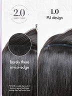 LUVME Invisible Clip in Hair Extensions, Silky Straight 24 Inch 2 Pack 220g 12pcs Human Hair Invisible Clip ins Hair Extensions Natural Black Hair for Women