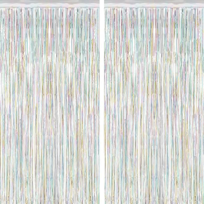 ZATAYE 2 Pack Laser Silver New Years Eve Foil Curtain Streamer Decorations | by ZATAYE
