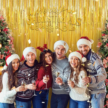 Birthday Party Decorations: 3 Pack 3.3 x 9.9 ft Gold Foil Fringe Curtains Party - Image 6