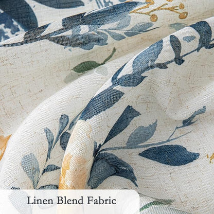 MYSKY HOME Floral Kitchen Curtains 30 Inch Length Linen Tier Curtains Farmhouse - Image 4