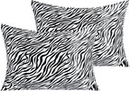 NTBAY 2 Pack Satin Standard Pillowcases for Hair and Skin, Luxurious and Silky Zebra Printed Pillow Cases with Envelope Closure, 20x26 Inches, Black and White