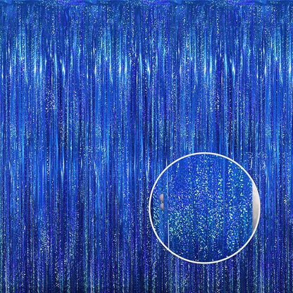 GOER 3.2 ft x 8.2 ft Metallic Tinsel Foil Fringe Curtains Party Photo Backdrop by GOER