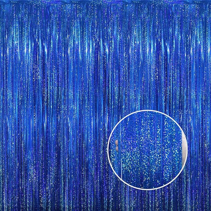 GOER 6.4 ft x 8.2 ft Metallic Tinsel Foil Fringe Curtains Party Photo Backdrop by GOER