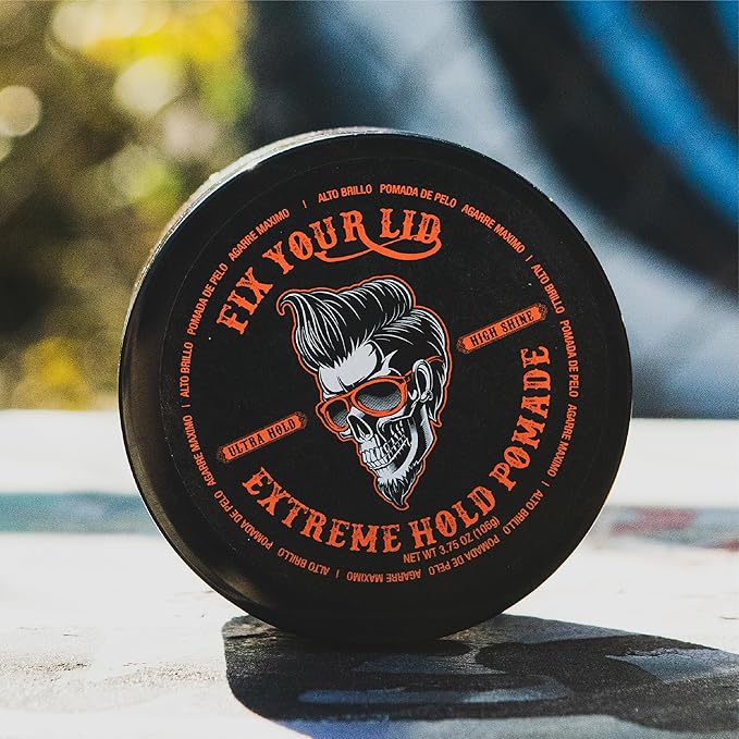 Fix Your Lid Extreme Hold Hair Pomade For Men - High Shine Water Based Hair Gel 3.75 oz - Easy To Wash Out