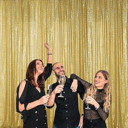 Sugargirl Gold Sequin Backdrop Curtain 4 Panels 2FTx8FT Glitter Gold Background - Image 7