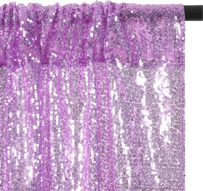 Poise3EHome Lavender Sequin Backdrop Curtain, 4 Panels 2FTx8FT Glitter - Image 9