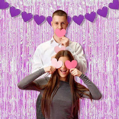 BRAVESHINE Iridescent Purple Foil Curtain | Holographic Fringe Backdrop | 2 - Image 3