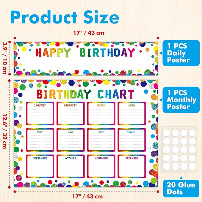 2 PCS Classroom Birthday Chart - Image 2