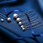 32 Pieces Wedding Pearl Hair Pins Bridal Pearl Rhinestone Hair Pins Hair Accessories U Shape Barrette for Bride Bridesmaid Women Girls (Silver)