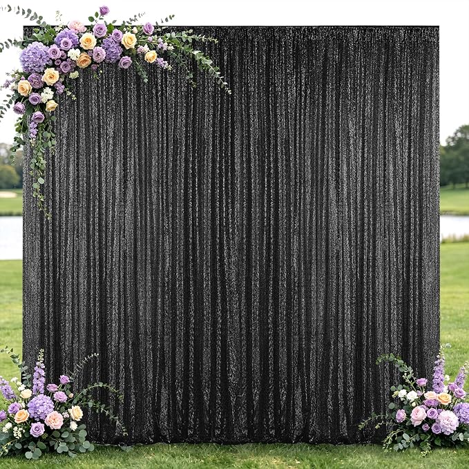Hahuho Black Sequin Backdrop Curtain, Party Decoration（1 Panels, 4FT x 8FT by Hahuho
