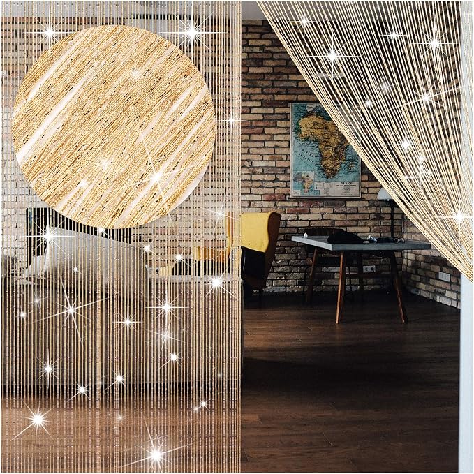 WILLBOND 4 Pcs String Curtains Glitter Fringe Curtains by Willbond+Technology+Limited