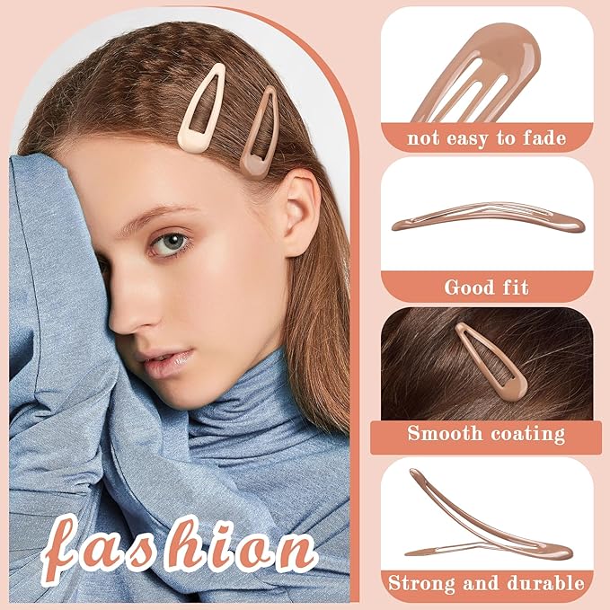 Gingbiss 50Pcs Snap Hair Clips for Women, 2.3 Inch Silicone Coating Classic Metal Hair Barrettes with Storage Case for Women Girls, No Slip Hair Accessories for Hair, 5 Assorted Colors