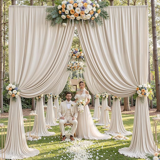 50×12ft Wrinkle Free Beige Backdrop Curtain - Image 8