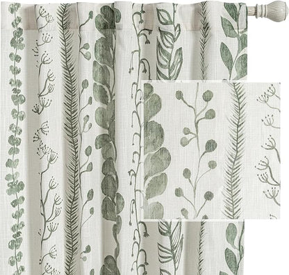 Sage Green Curtains 63 Inches Long Boho Curtains by MEETSKY