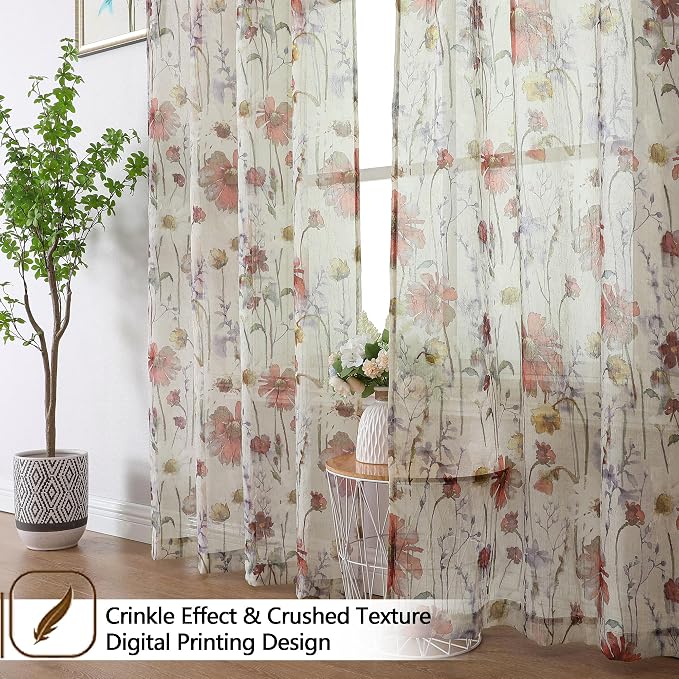 Printed Sheer Curtians 54 Inches Long - Image 5