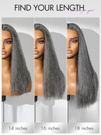 LUVME HAIR 16 Inch Grey Salt & Pepper Silky Straight Wig Human Hair Glueless HD Lace Bob Wig with Mix Grey Color, pre plucked pre cut Lace Ready to Go Wigs For Women