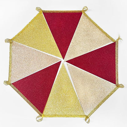 Maroon Gold Party Pennant Banner Flag Burgundy Champagne Gold Triangle Hanging - Image 4
