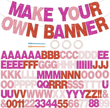 BEISHIDA Glitter Red Pink 116 PCS A-Z DIY Letter Custom Banner Party Decor | by Beishida