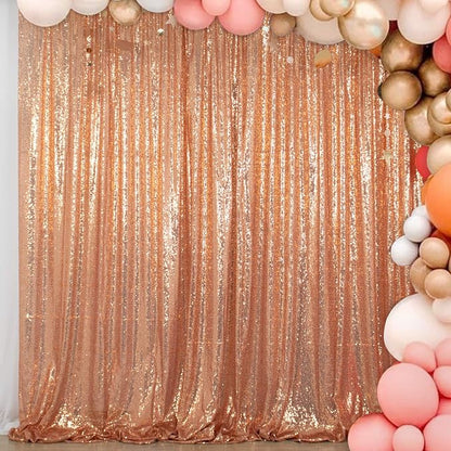 ShinyBeauty 4FT x 7FT Rose Gold Sequin Backdrop | Photo Booth Background | by ShinyBeauty