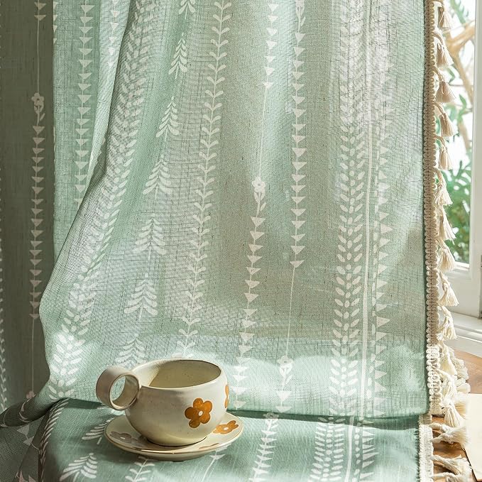 Boho Sage Green Curtains - Image 9