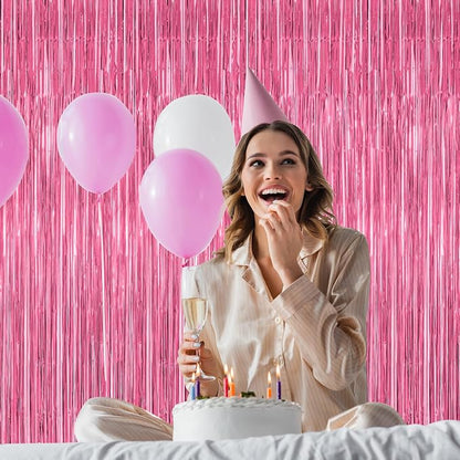 8 Pack Pink Backdrop, 3.28 FT x 7.05 FT Pink Birthday Decorations, Metallic - Image 5