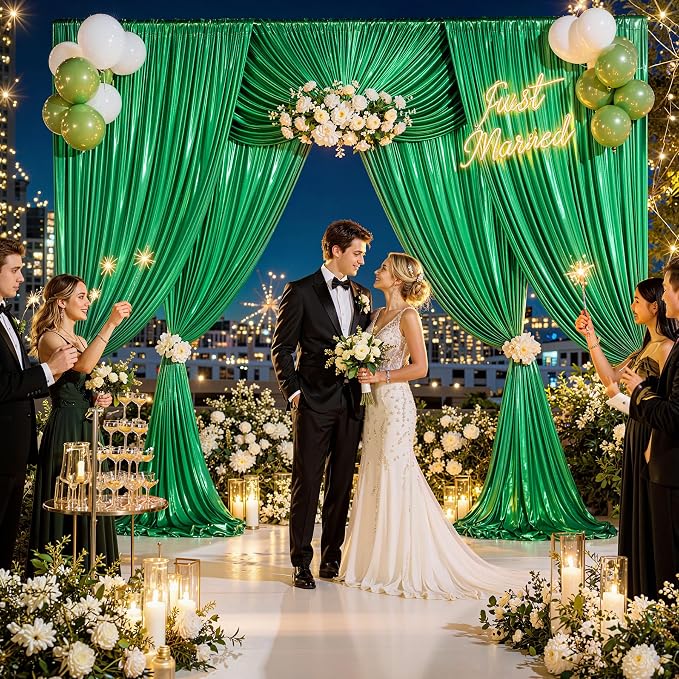 10x10FT Green Sequin Backdrop Curtain - Image 4