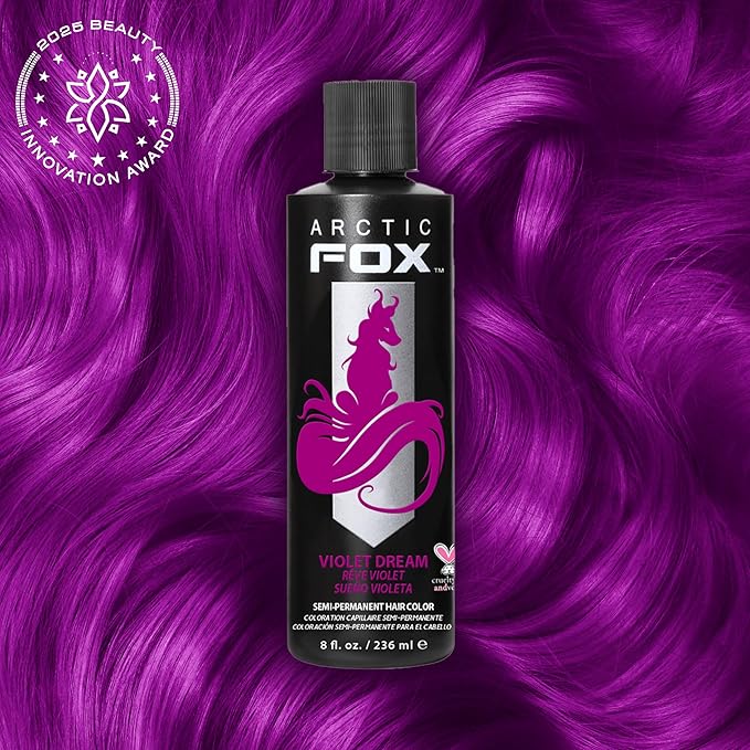 Arctic Fox Semi-Permanent Hair Dye, Vegan & Cruelty-Free, Ammonia-Free, Conditioning, Vibrant Purple Color, Long Lasting, For All Hair Types, Violet Dream, 8 fl oz (Pack of 2)