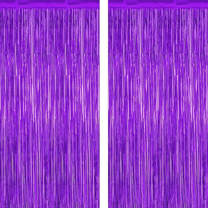 ZATAYE 2 Pack Purple Foil Curtain Streamer Decorations | Purple, Metallic Foil by ZATAYE