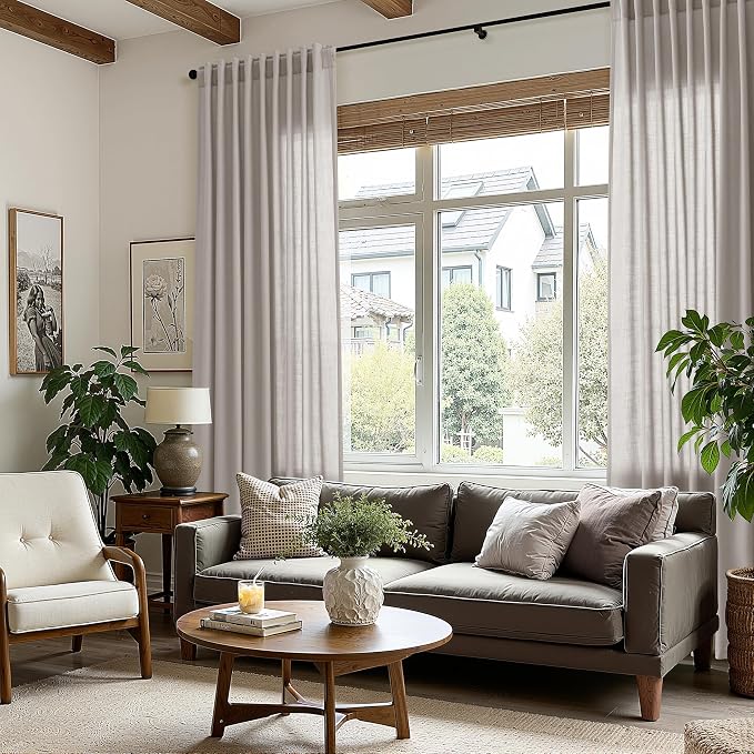 Stone Grey Linen Curtains 108 Inches Long - Image 8