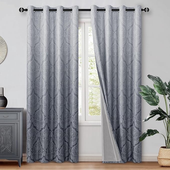 DWCN Grey 100% Blackout Curtains by DWCN