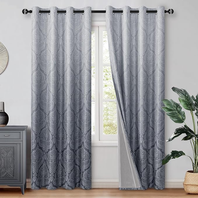 DWCN Grey 100% Blackout Curtains by DWCN