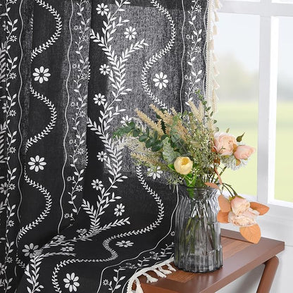 Schweek Black Boho Curtain Tassel 96 Inches Length 2 Panels - Image 7