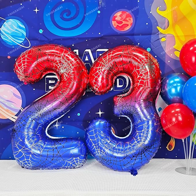 40 IN Red Blue Gradient Number 3 Balloon Large Digital 3 Foil Balloon | - Image 4