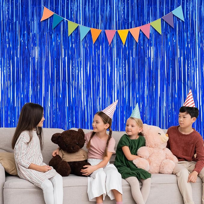 ZATAYE 2 Pack Dark Blue Foil Curtain Backdrop Birthday Party Decorations | Dark - Image 6