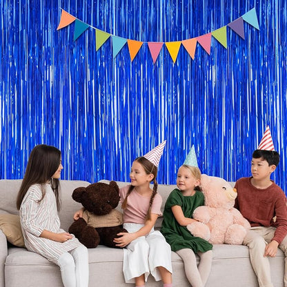 ZATAYE 2 Pack Dark Blue Foil Curtain Backdrop Birthday Party Decorations | Dark - Image 6