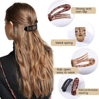 8 Pcs Large Lay Flat Claw Clips for Women French Side Slide Barrettes for Thin Fine Hair Rectangle Alligator Hair Accessories,Matte Black Tortoiseshell
